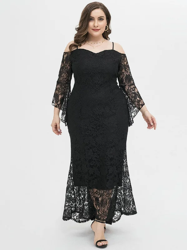 Bargain Prices classic fit-and-flare dressKittenAlarm - COLD SHOULDER PLUS SIZE LACE DRESS