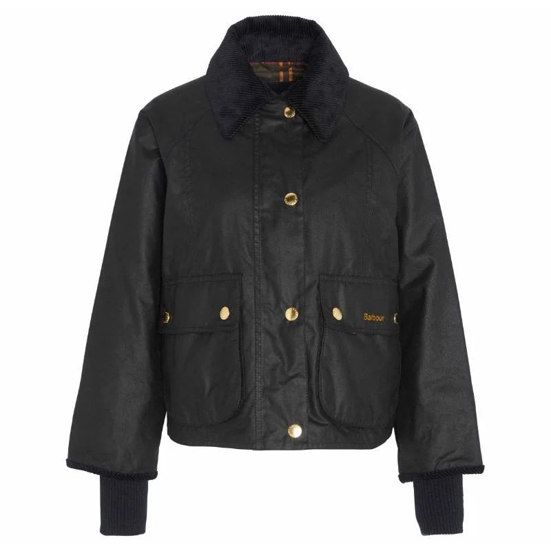 warm trench coatBarbour Cropped Beadnell Ladies Wax Jacket - Black/Classic