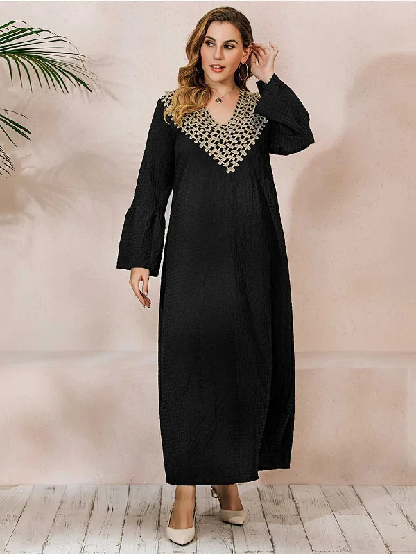 Weekend Flash Sale fitted dressKittenAlarm - Plus Size Ruffle Sleeve Maxi Dress