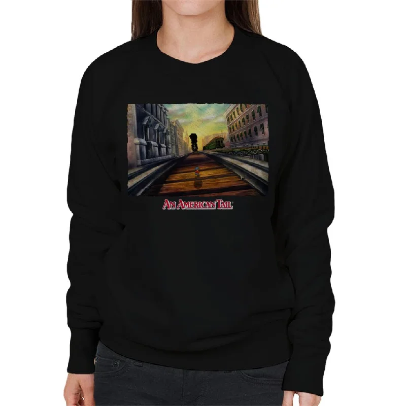 chic fitness hoodieAn American Tail Fievel Mousekewitz Walking On Train Track Women's Sweatshirt