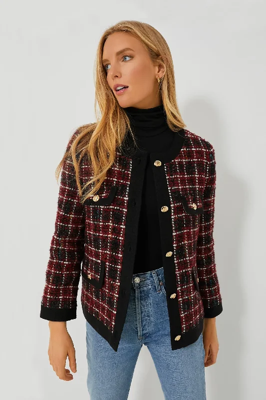 stylish blazer coatCherry Plaid Lydia Jacket