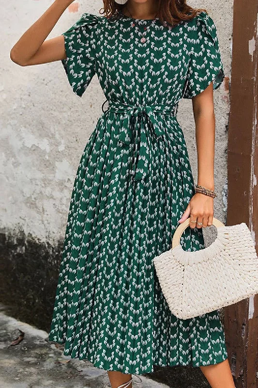 Price Drop Alert midi dressCREW NECK FLORAL PRINT DRESS_CWDSD2684