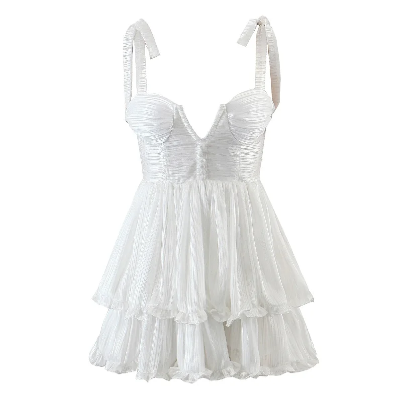 Deal Dash Blooming Jasmine Ruffle Chiffon Mini Dress