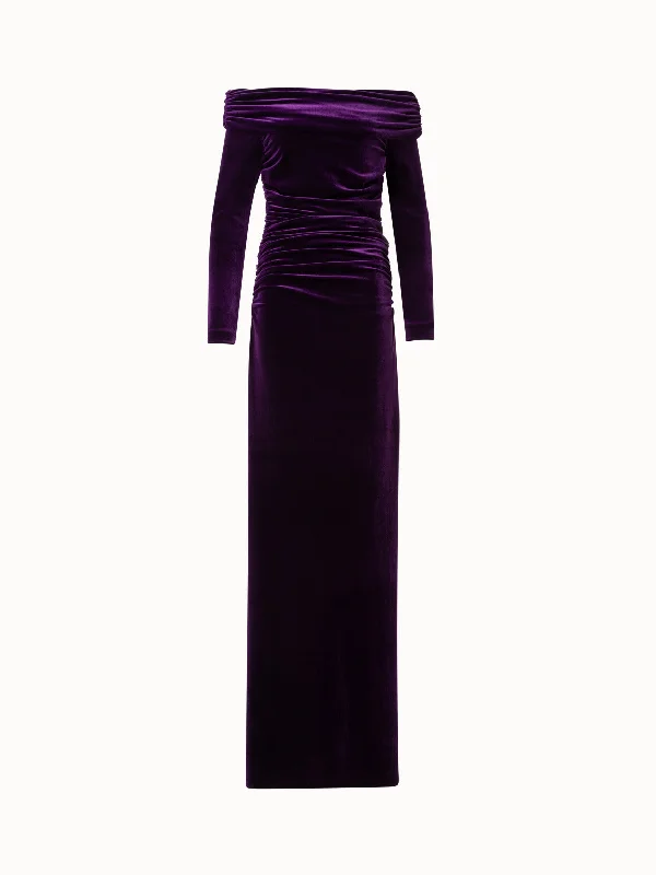 Year-End Sale evening dressLong Off-Shoulder Velvet Evening Gown