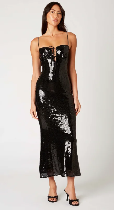 TIME-Limited Offer velvet dressBlack Sequin Maxi Dress by NIA