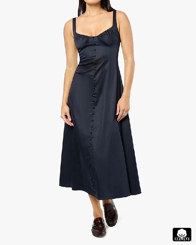 Super Sale relaxed fit dressRuched Cup Button Midi Dress