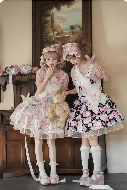 floral dressLittlePlum~Showa Strawberry Diary~Sweet Lolita Dress Outfit Printed Showa Era JSK Set