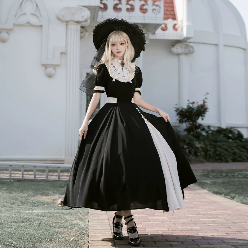 trendy dressWith PUJI~Day and Night~Classic Lolita OP Dress Detachable Embroidered False Collar