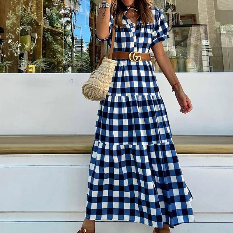 Bargain Prices romantic dressBOHO PLAID DRESS_CWDMD1522