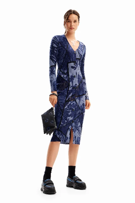 Overstock Sale lace dressRibbed Dress - Blue