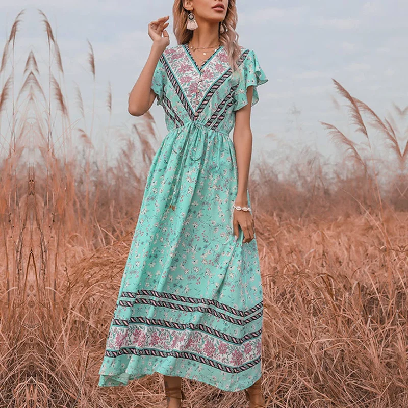Buy Now bohemian dressBOHO FROCK WITH RUFFLED SLEEVES_CWDMD1955