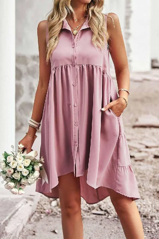 Deal of the Day draped dressSLEEVELESS BUTTON DOWN SHIRTS DRESS