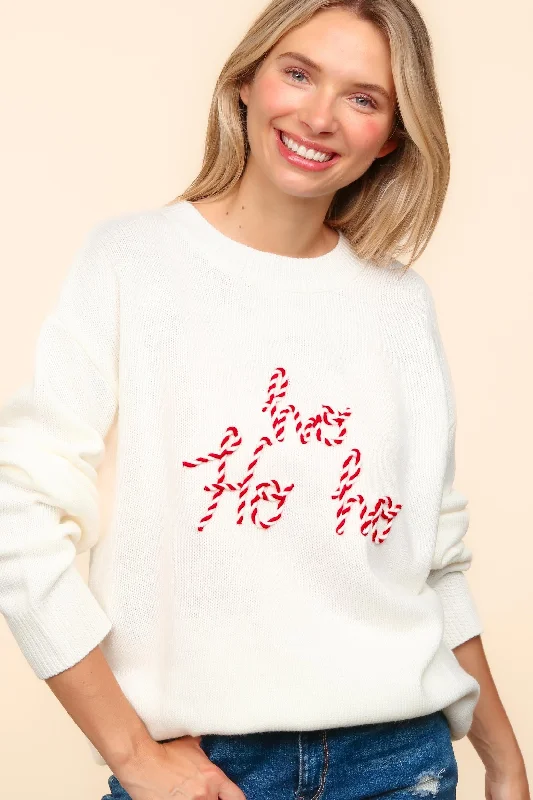 Great Deals Plus HOHOHO POP UP LETTER PULLOVER SWEATER TOP