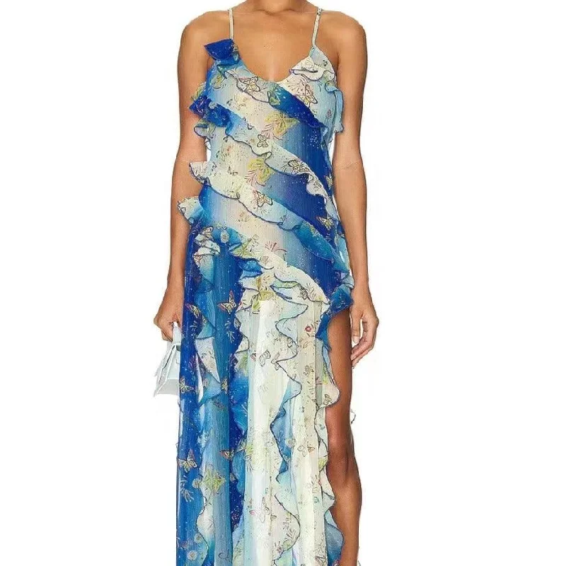 Inventory Reduction casual midi dressKittenAlarm - Minnie Spaghetti Strap Layered Ruffle Floral Maxi Dress Inventory Reduction casual midi dressKittenAlarm - Minnie Spaghetti Strap Layered Ruffle Floral Maxi Dress