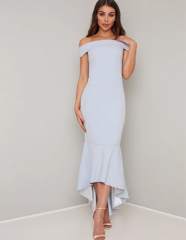 Must-Have Deals classic fit-and-flare dressJojo Baby Blue Bardot Fishtail Style Dress