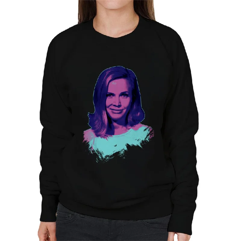 Discount Mania streetwear gym sweatshirtTV Times Actress Honor Blackman Pop Art Stylised Women's Sweatshirt Discount Mania streetwear gym sweatshirtTV Times Actress Honor Blackman Pop Art Stylised Women's Sweatshirt