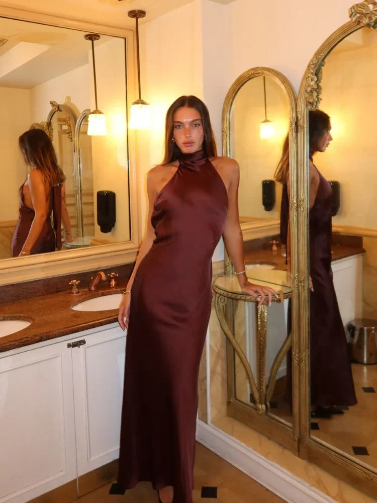 Price Drop Alert evening dressXiria - Satin silk halterneck dress