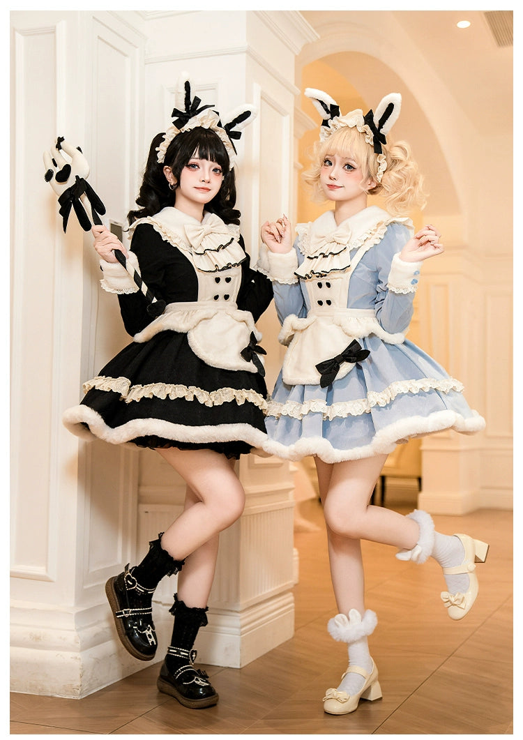 bohemian dressWith PUJI~Rabbit&Alice~Sweet Twin Lolita OP Dress Doll Apron Dress Set