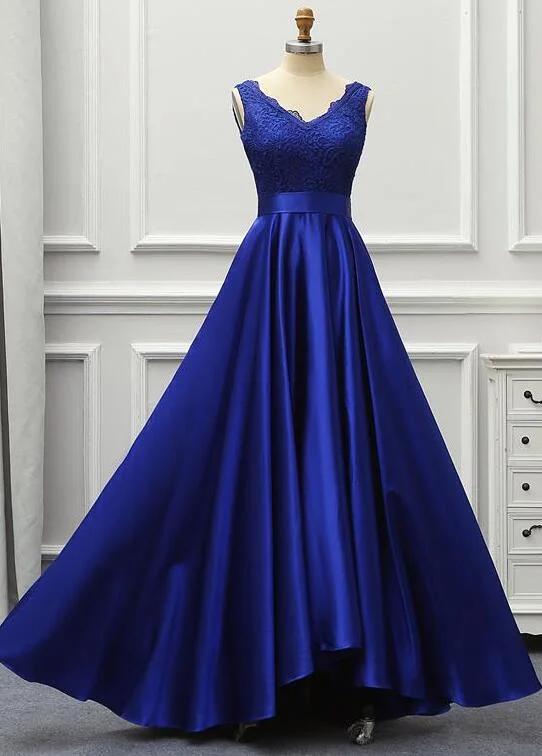 elegant dressCustom Made Royal Blue Lace A Line Long Prom Dresses Cheap Prom Party Gowns ,Sexy Prom Gowns  Y1194