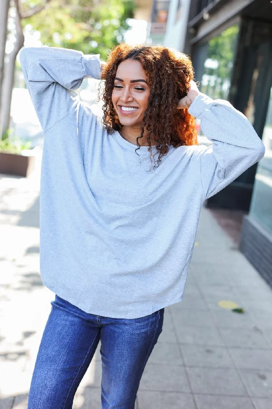Instant Discount Heather Grey French Terry Sweater