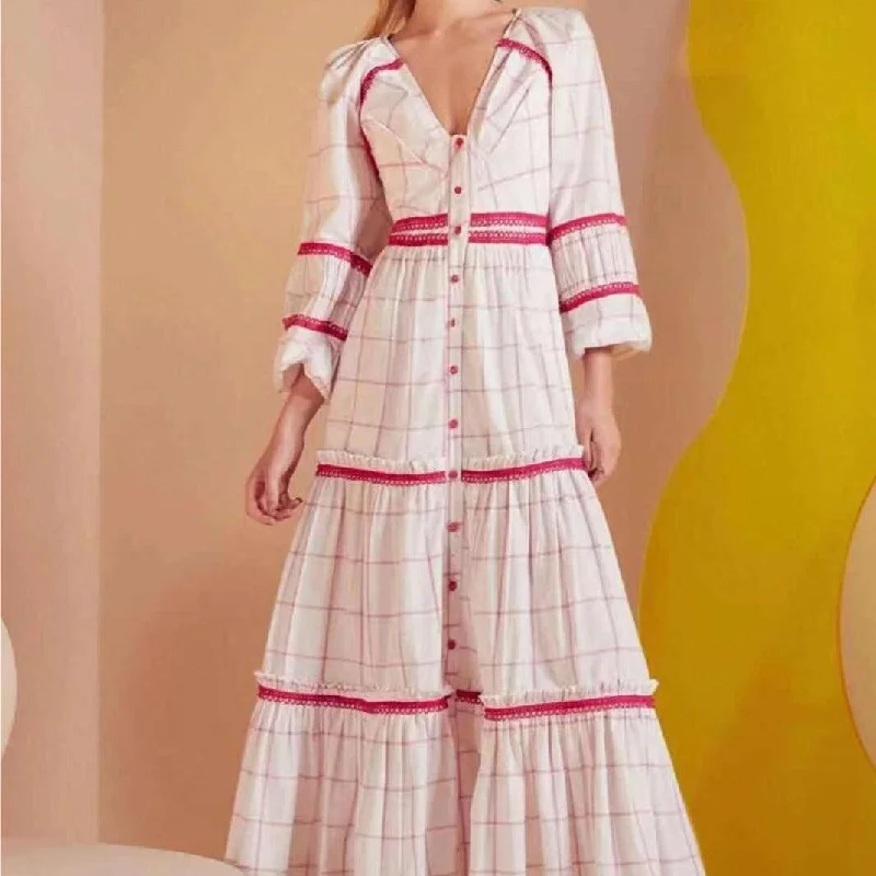 Online Only draped dressKittenAlarm - Irina Plaid Maxi Dress