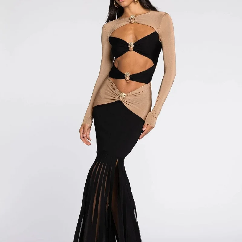 Value Deals sleek midi dressKittenAlarm - Iris Compact Knit Cutout Long Dress