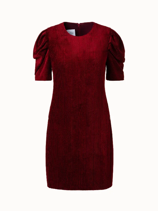 Referral Discount fitted cocktail dressWashed Viscose Corduroy Dress