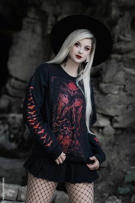Special Discount Nosferatu Sweatshirt w/ Red Bat Sleeves