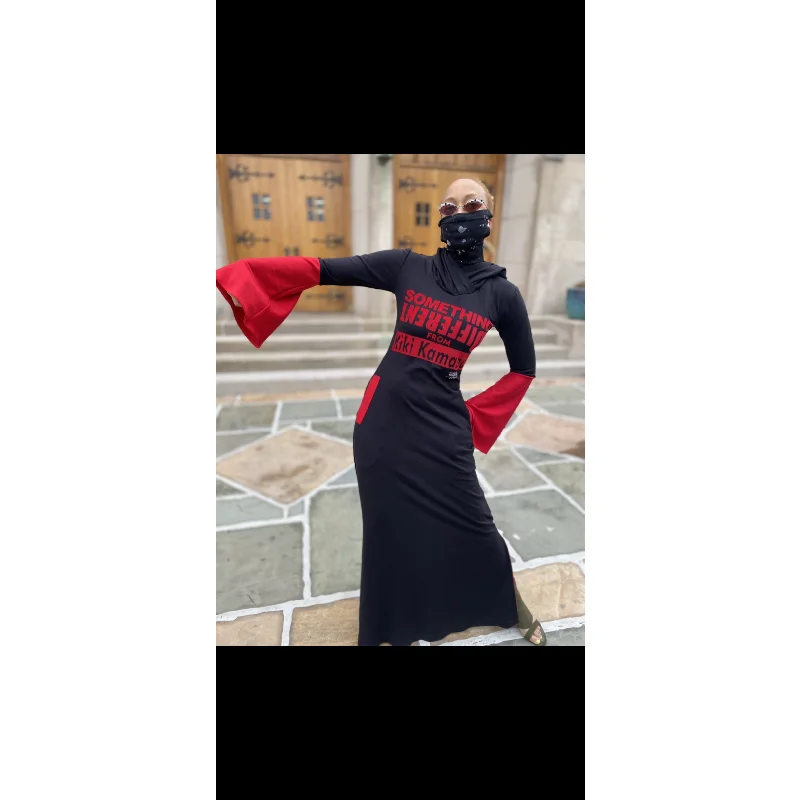 Limited Time Discount flowy evening dressBlack Maxi with Attached Mask & Bell Sleeves; ‘Something Diff Frm KikiKamanu -Customisable- Limited Time Discount flowy evening dressBlack Maxi with Attached Mask & Bell Sleeves; ‘Something Diff Frm KikiKamanu -Customisable-