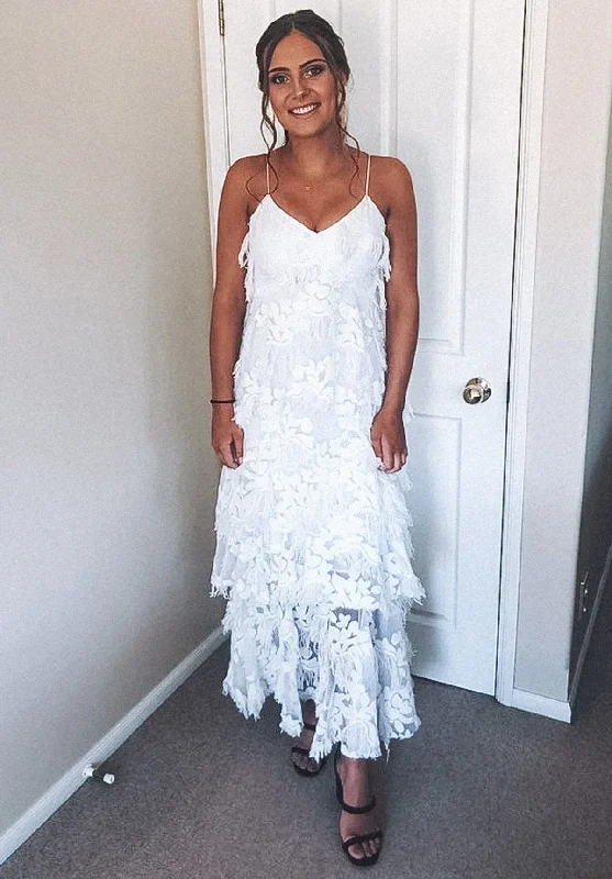 Early Bird Discount knit dressWhite V Neck Spaghetti Straps A-Line Lace Tiered Elegant Party Dress, DP2410 Early Bird Discount knit dressWhite V Neck Spaghetti Straps A-Line Lace Tiered Elegant Party Dress, DP2410