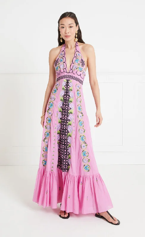 Take Advantage Florentine Halter Dress - Rose Pink