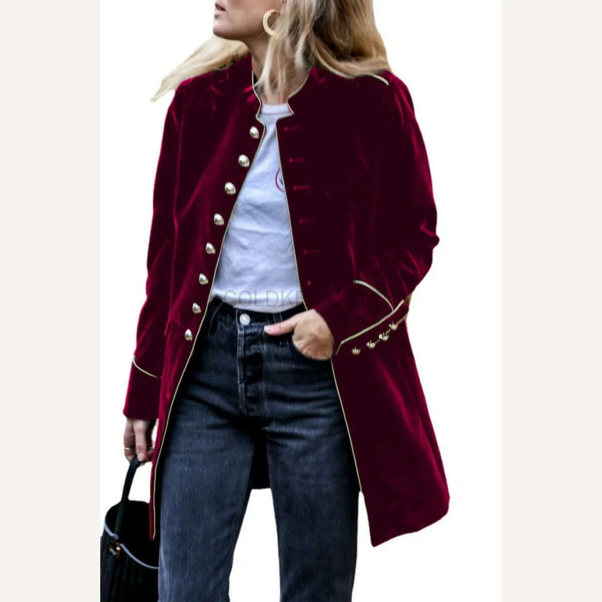 versatile coatCOLDKER 2024 Autumn Winter Medieval Cosplay Costume Velvet Women's Jacket Office Lady Elegant Long Blazer Female Jacket Coat