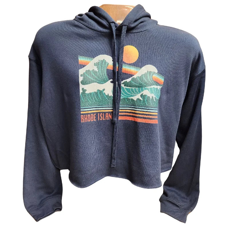 gym ready hoodieCrashing Waves Navy Women's Cropped Fleece Hoodie