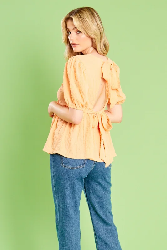 Major Savings Marnie Peplum Blouse - Orange