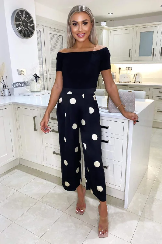 Best Bargains trendy wrap dressTanya Black Polka Dot 2 in 1 Style Jumpsuit