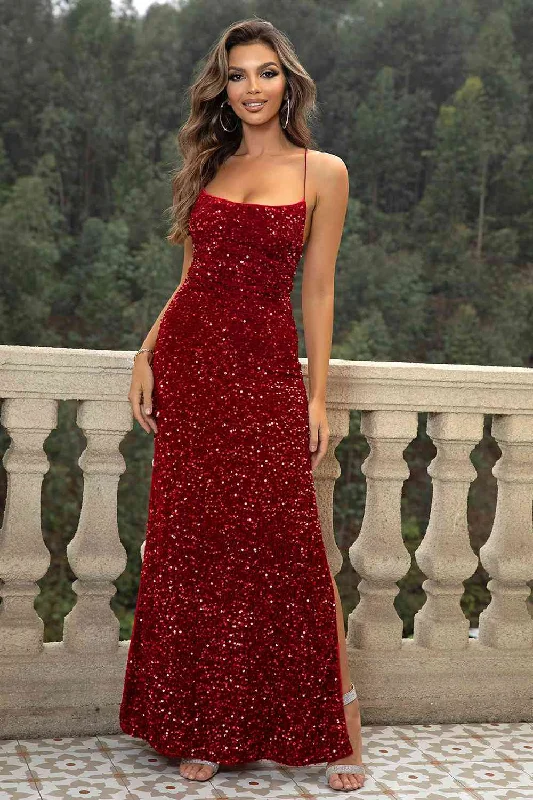 Deal Dash Starry Twilight Maxi Slit Glitter Dress