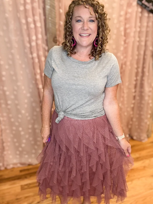 Midnight Madness Ruffle Me Up Midi Skirt