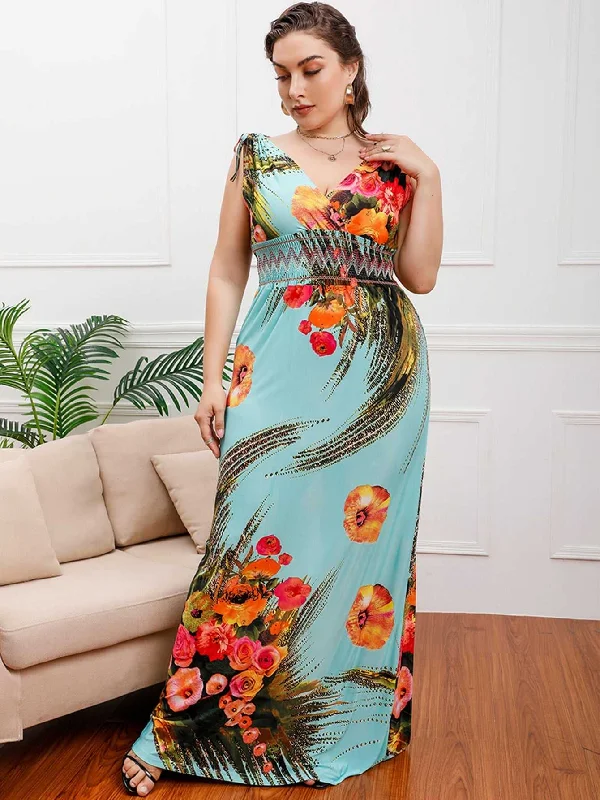 Buy More, Save More elegant dressKittenAlarm - Plus Size Surplice Front Smocked Waist Maxi Dress