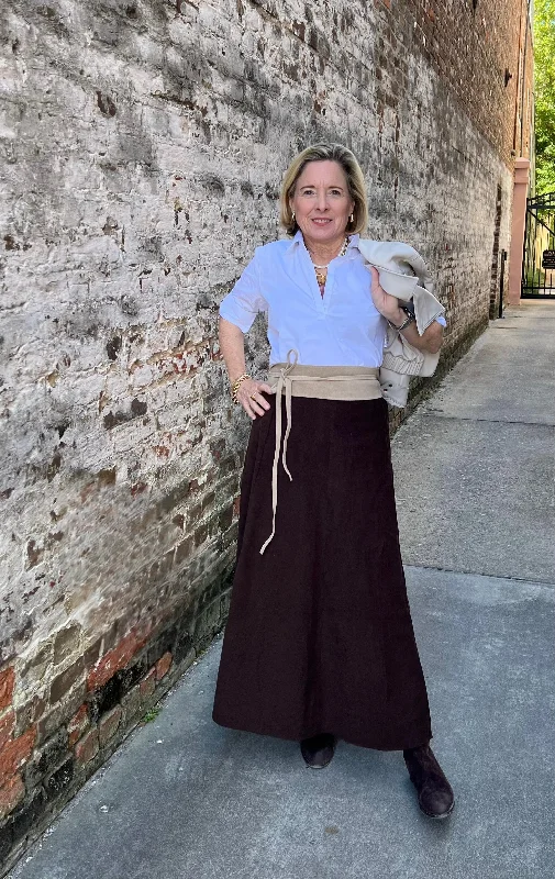 Limited Availability Hanley Midi Skirt Espresso Corduroy