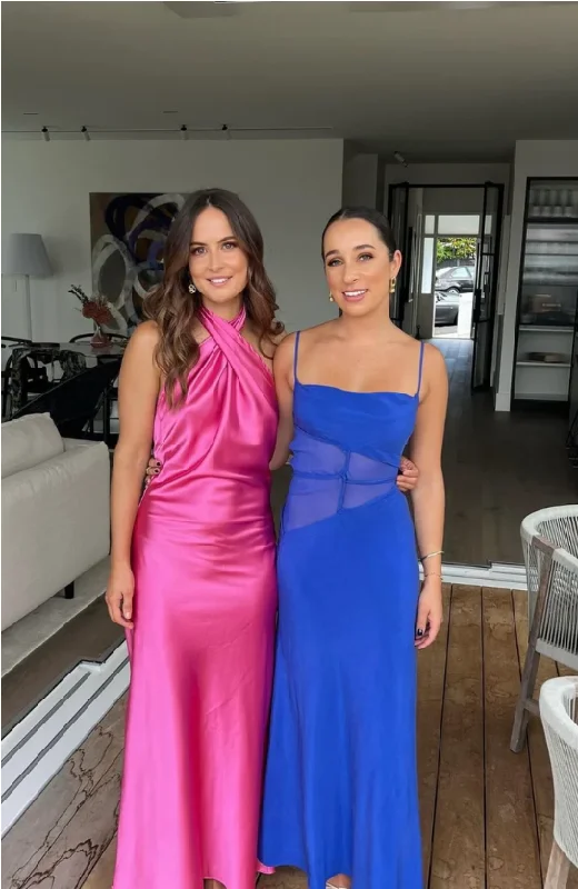 Price Reduction luxury dressHot Pink Cross Neck Halter Backless Satin Party Dress, DP2301 Price Reduction luxury dressHot Pink Cross Neck Halter Backless Satin Party Dress, DP2301