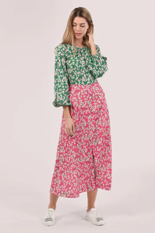 New Markdowns fitted cocktail dressMolly Pink & Green Floral A Line Midi Dress