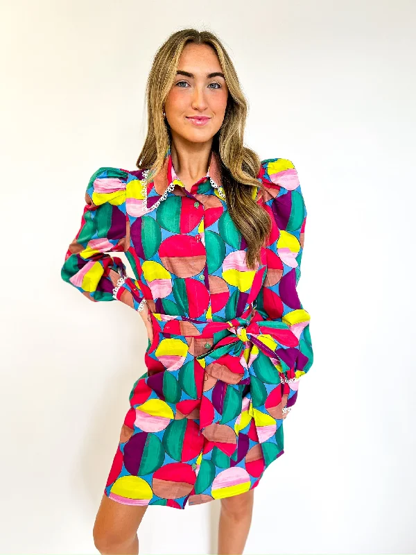 Big Discounts comfy dressMulti Modern Pop Shirt Dress