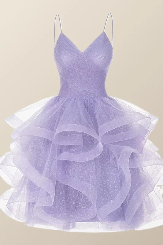 evening dressLavender Ruffles Short A-line Party Dress