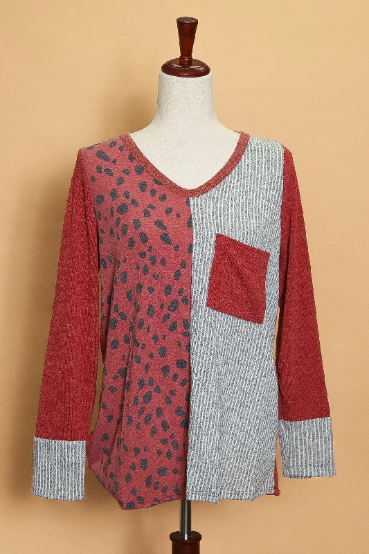 Exclusive Savings Red Stripe Animal Front Pocket Sweater