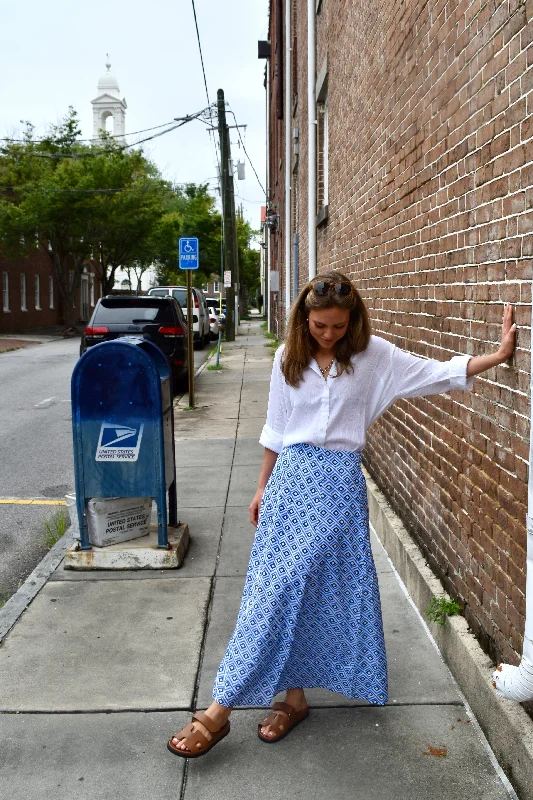 Holiday Sale Hanley Midi Skirt Blue Diamond