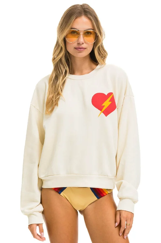 functional sports hoodieBOLT HEART RELAXED CREW SWEATSHIRT - VINTAGE WHITE