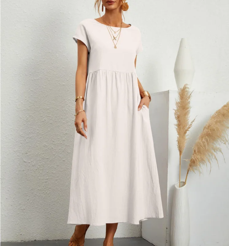 Hurry In formal dressTipton Cotton Pocketed Button Down Babydoll Dress - White