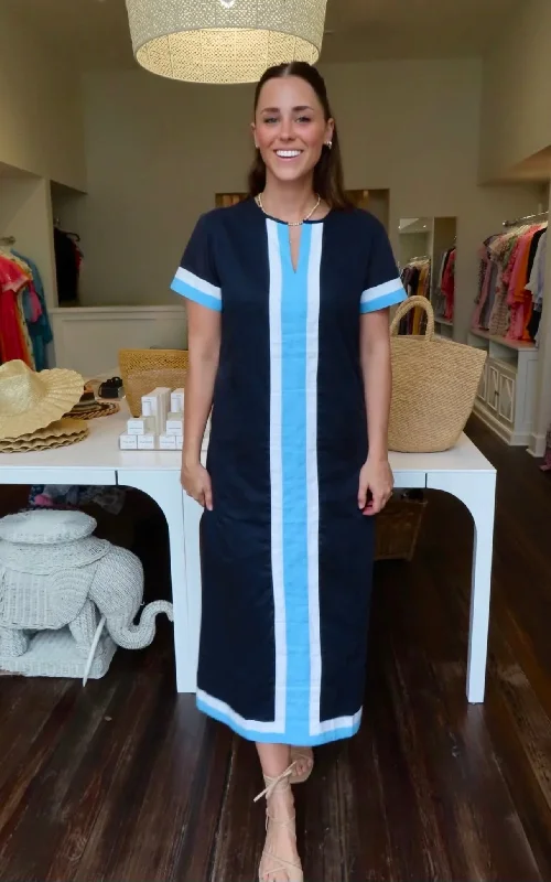 Major Savings Sara Maxi Dress Short Sleeve Multi Blue Stripe
