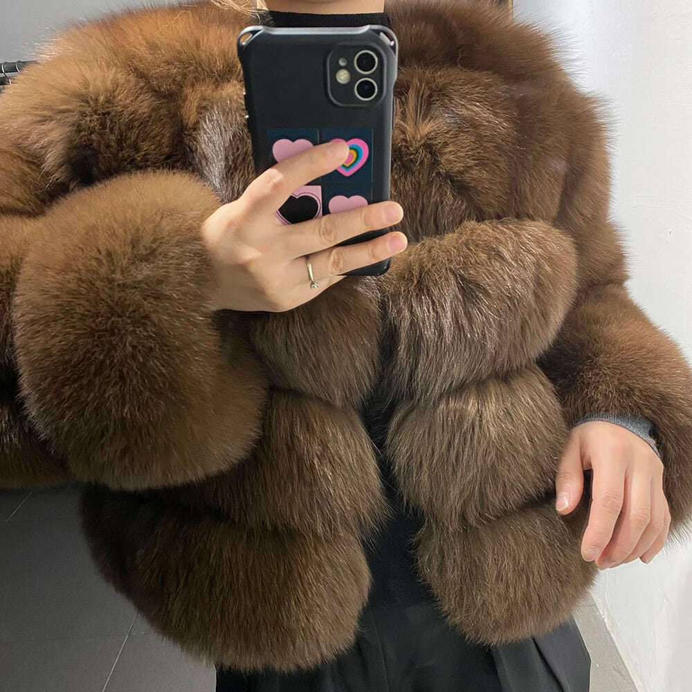 Special Buy YOLOAgain Real Fox Fur Jacket Women 2024 Winter Outerwear Fox Fur Coat