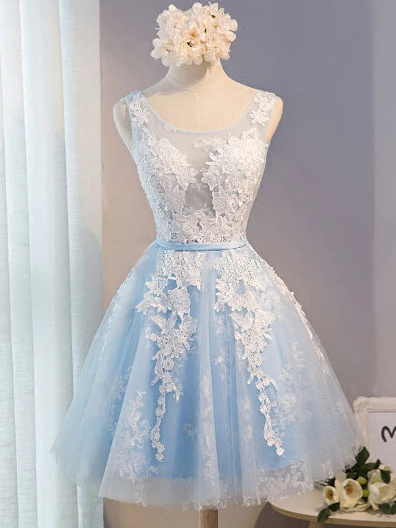 Hot Deal Homecoming Dress White Appliques Short Prom Dress Party Dress JK136